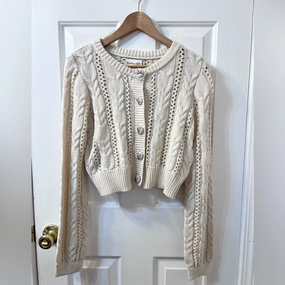 NWT Freshman 1996 Floral Embroidered Button Cardigan Size Medium - Picture 5 of 5